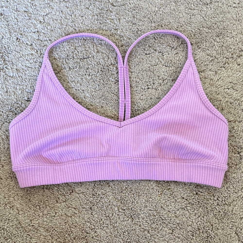 ALO Yoga Lavender Ribbed Sports Bra